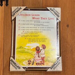 Vintage Children Learn What They Live Wall Art NIP